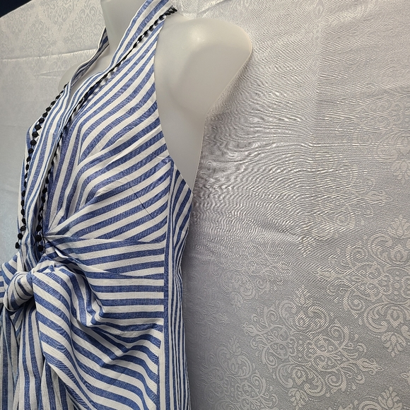 Zara Woman Blue/White Striped Halter Top XS GUC - Picture 7 of 13